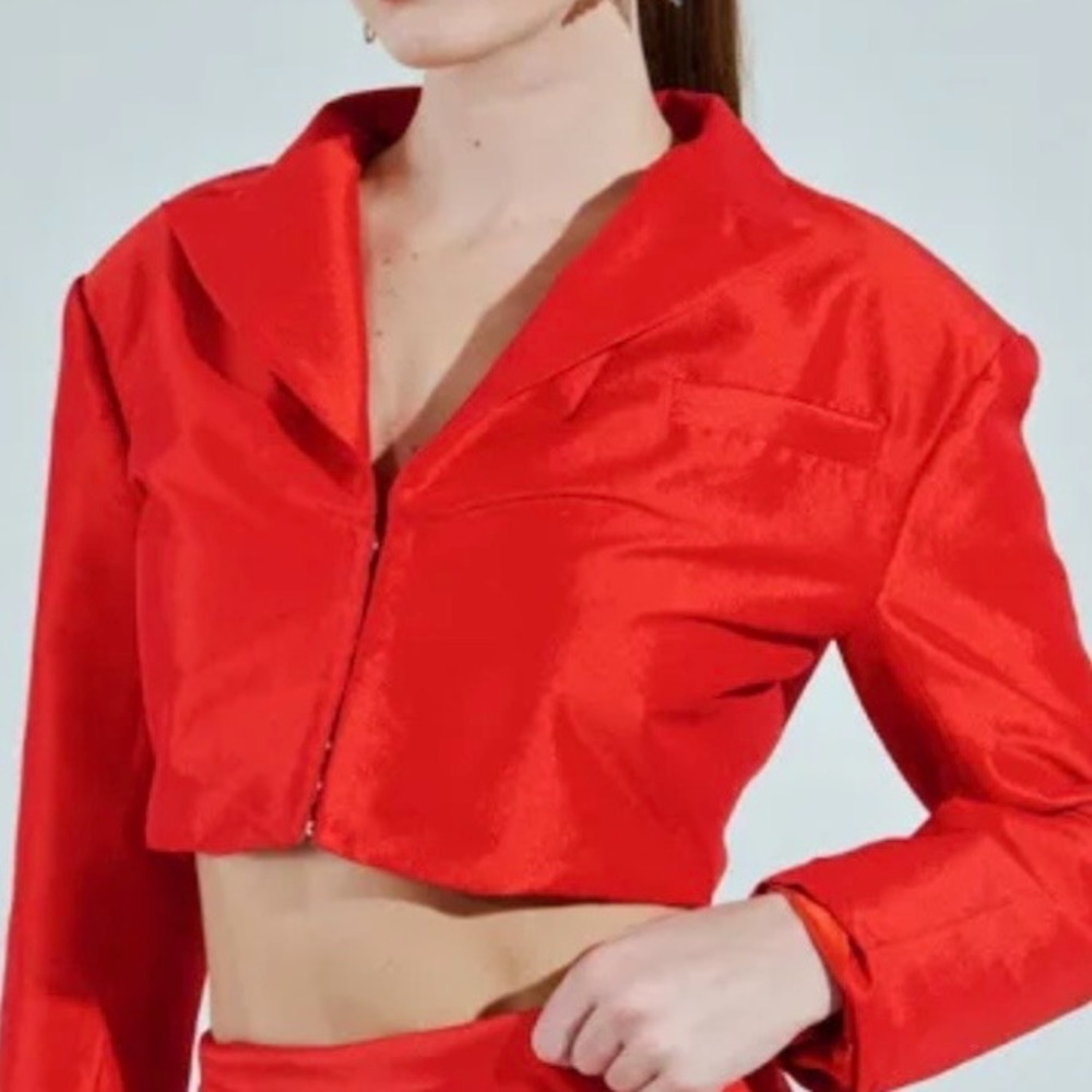 Red Cropped Jacket blazer